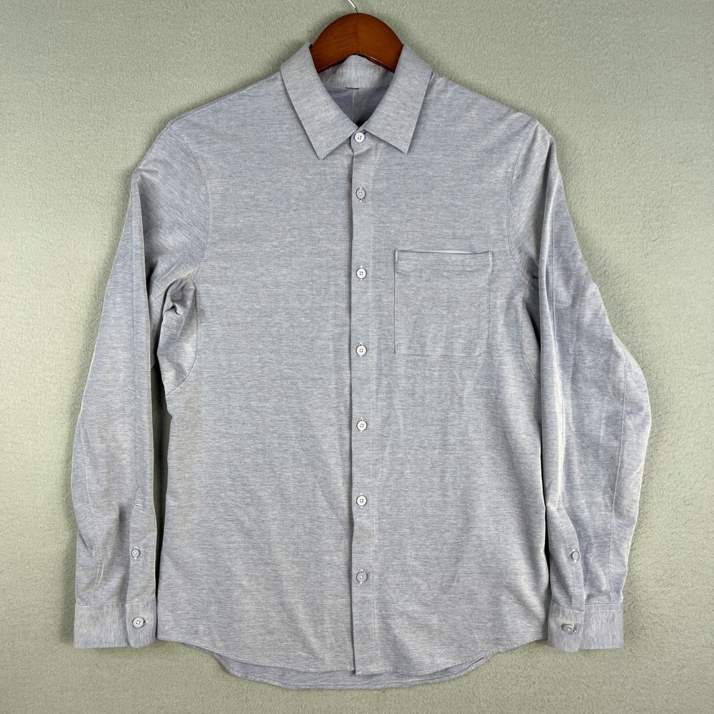 Lululemon Shirt Fits Small Blue Button Up Long Sleeve Performance Casual Stretch